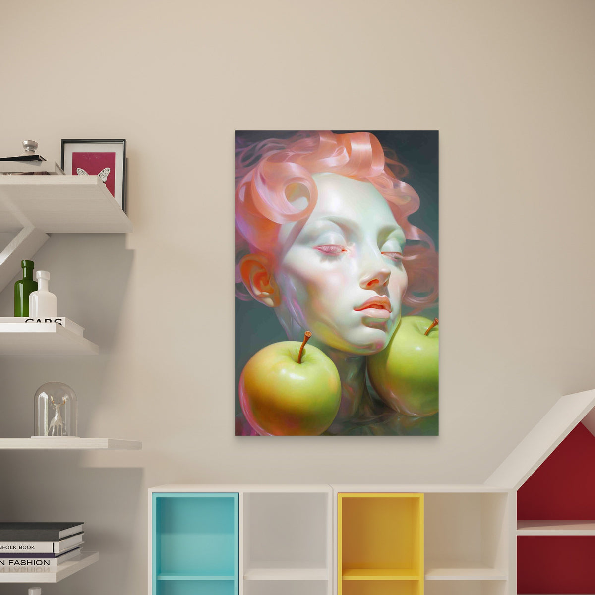 Digital Portrait With Apples 60x90cm Metal Print Ready to Hang