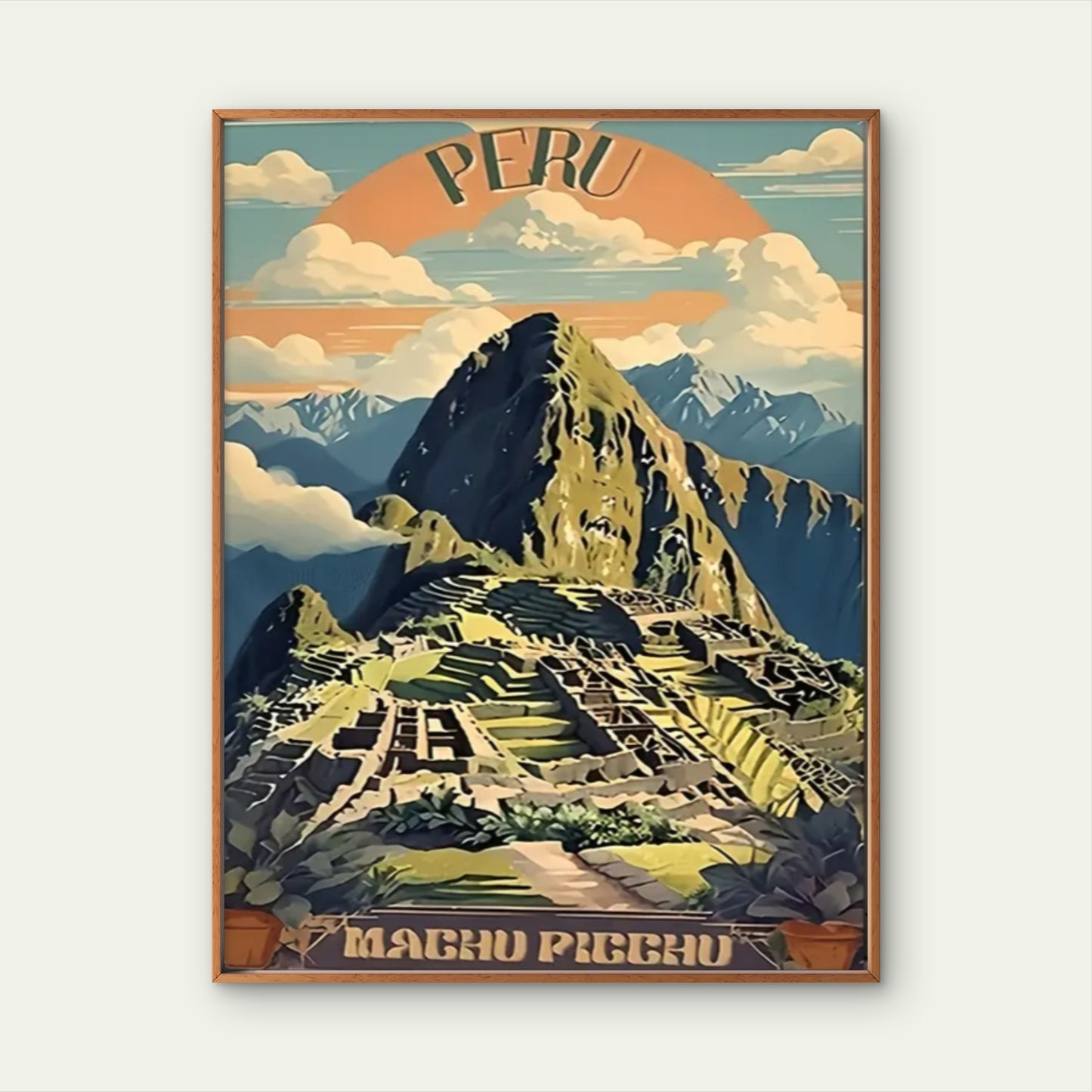 Peru Mountain Vintage Machu Picchu Travel Poster Print Wall Art