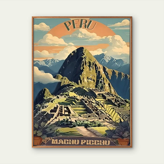 Peru Mountain Vintage Machu Picchu Travel Poster Print Wall Art
