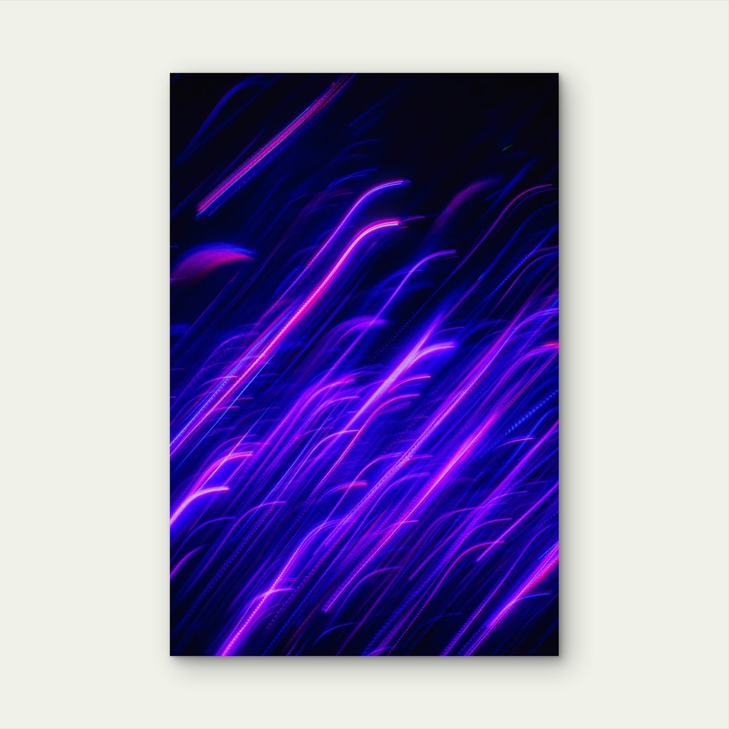 Abstract Neon Light Streaks in Purple and Pink 40x60cm Metal Print Ready to Hang