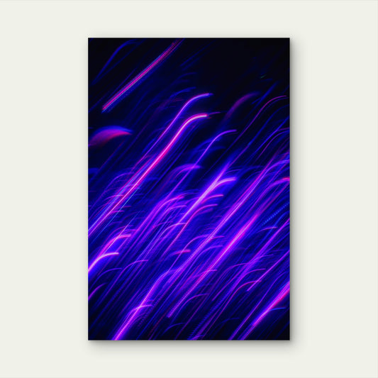 Abstract Neon Light Streaks in Purple and Pink 40x60cm Metal Print Ready to Hang