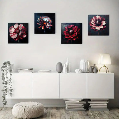 4pcs  Disco FlowerTrendy Art Picturet Wall Art Canvas Framed