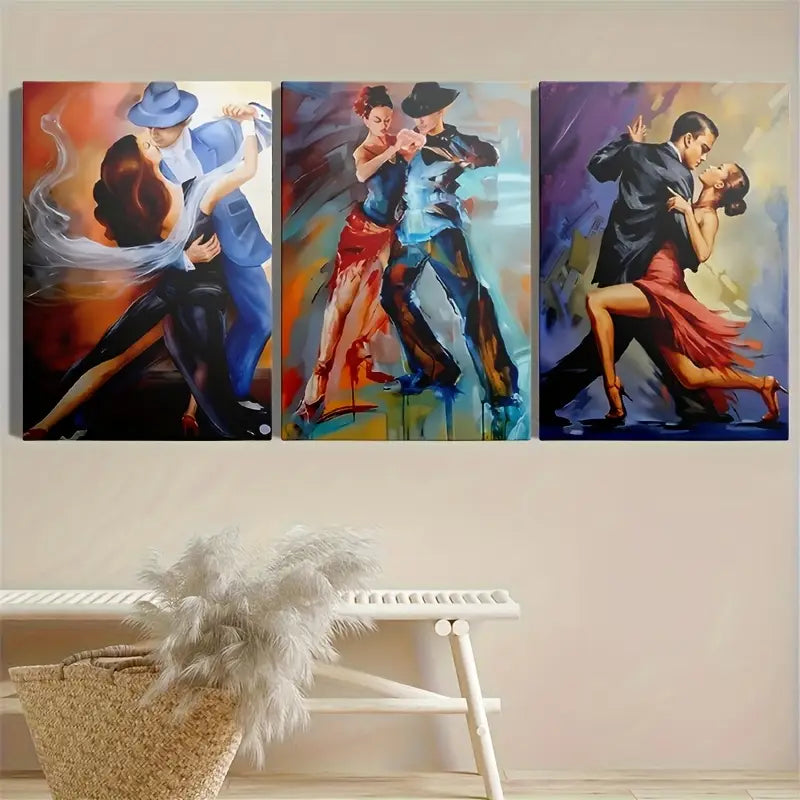 3pcs Elegant Ballroom Dance Metal Print Ready to Hang Art