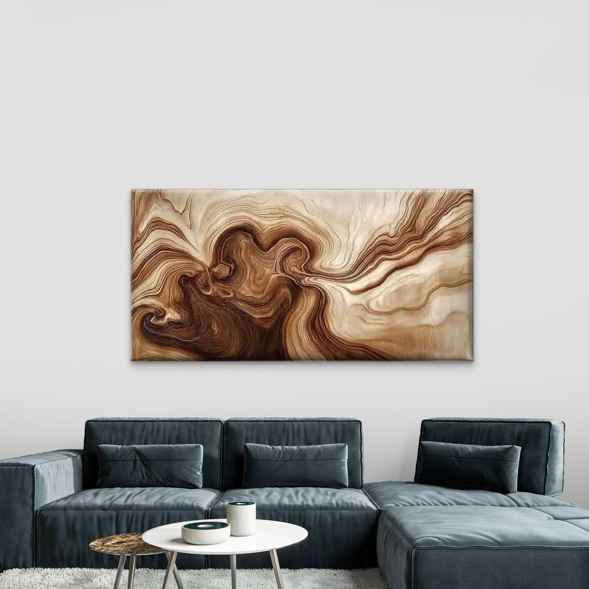 Abstract Brown Marble Texture Wall Art Canvas Office Home Room Framed 120x60cm