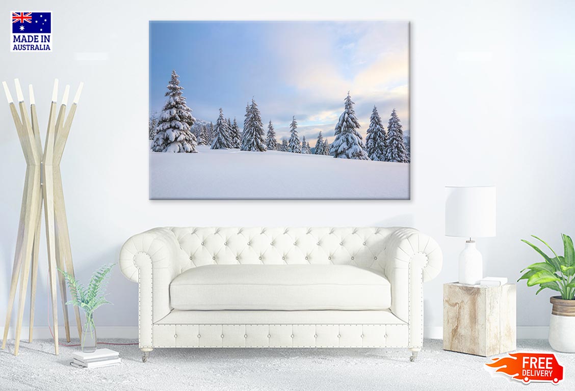 Meadow Covered With Frost Trees Print 100% Australian Made