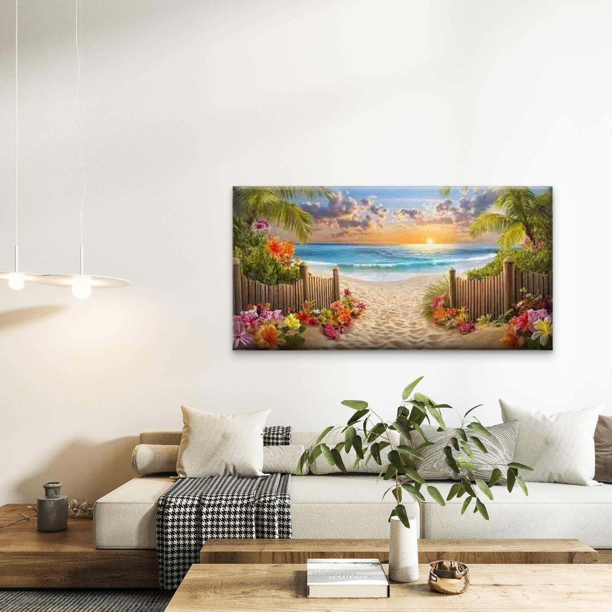 Beach Pathway to Paradise Wall Art Canvas Office Home Room Framed 120x60cm