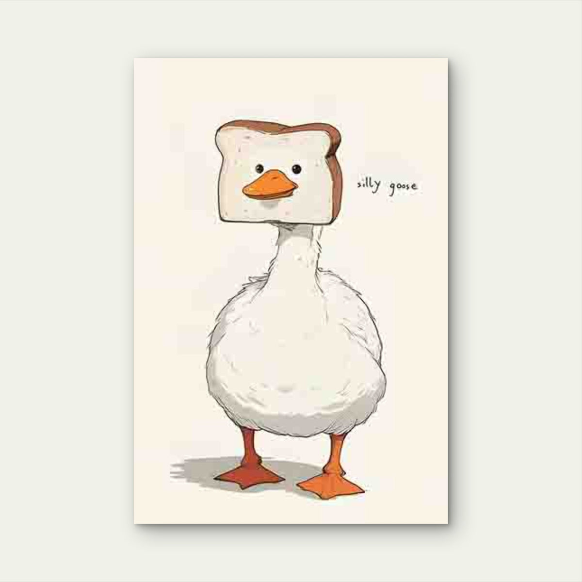 Silly Goose with Toast Head 40x60cm Metal Print Ready to Hang