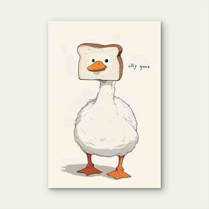 Silly Goose with Toast Head 40x60cm Metal Print Ready to Hang
