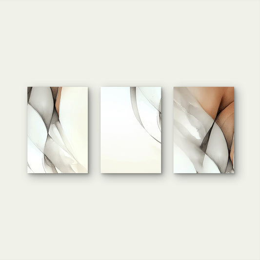 3pcs Abstract Minimalist Black Beige Wall Art Set Canvas Framed 40x60cm - High Quality Print 100% Australian Made Wall Canvas Ready to Hang
