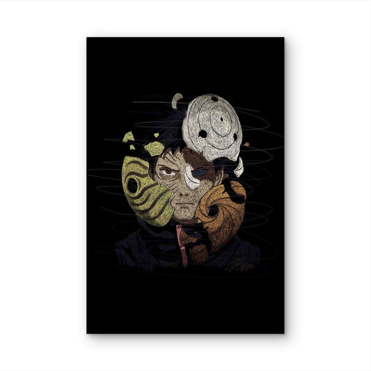 Abstract Shattered Mask Line Art 60x90cm Metal Print Ready to Hang