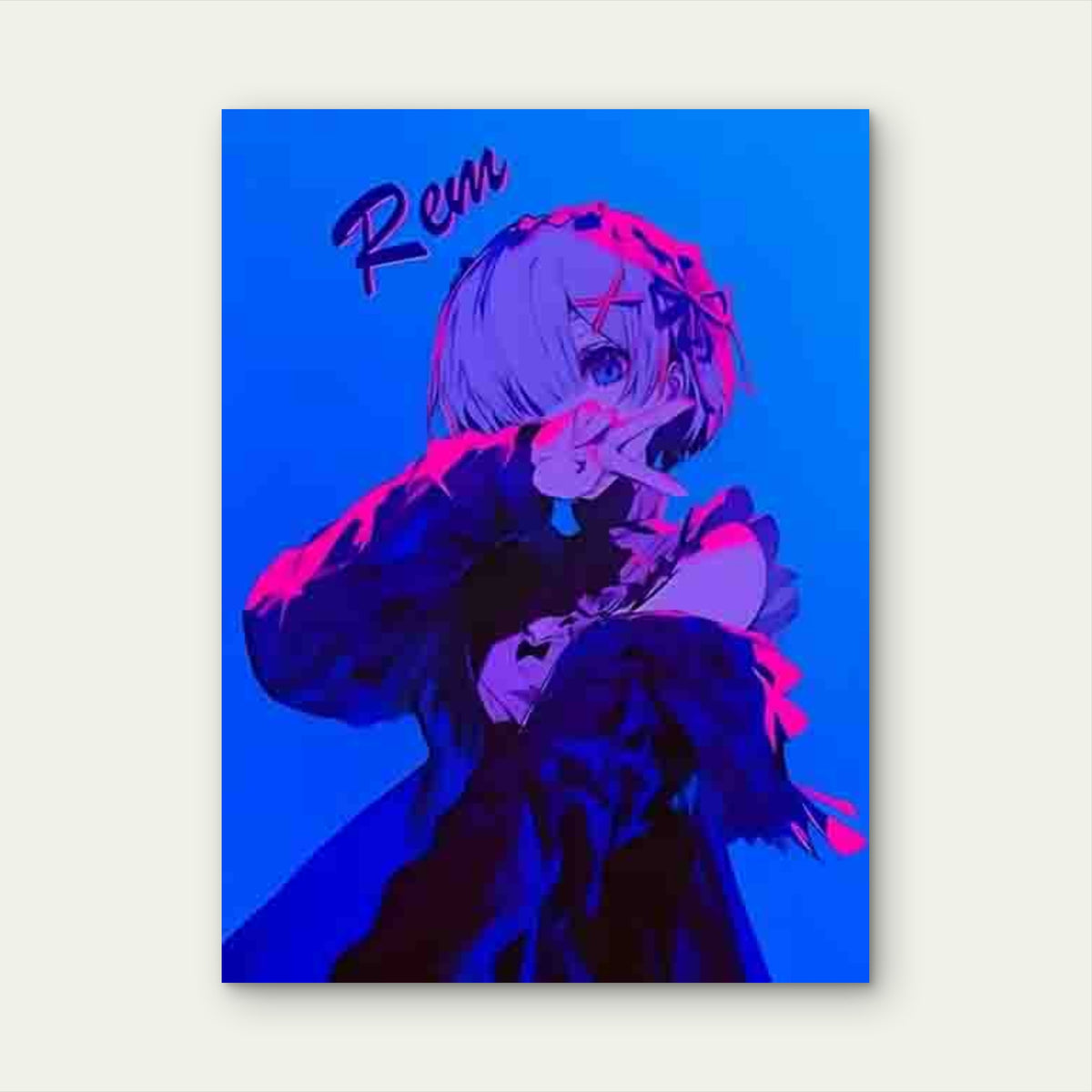 Rem Anime Illustration Metal Print Ready to Hang