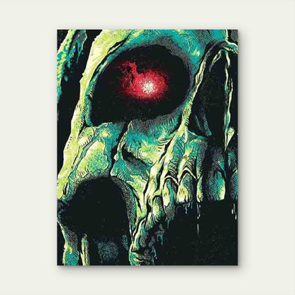 Skull with Red Eyes Metal Print Ready to Hang