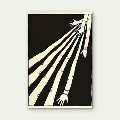 Black and White Abstract with Stretched Arms 60x90cm Metal Print Ready to Hang