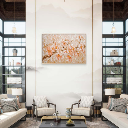 Orange Flower Branch Painting Wall Art Decor 100% Australian Made