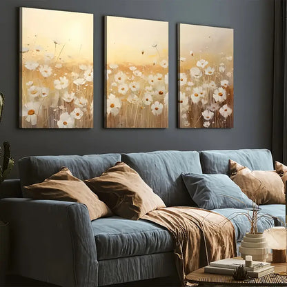 3pcs Artistic Abstract Floral Landscape Art Flowers Wall Art Set Canvas Framed 40x60cm - High Quality Print 100% Australian Made Wall Canvas Ready to Hang