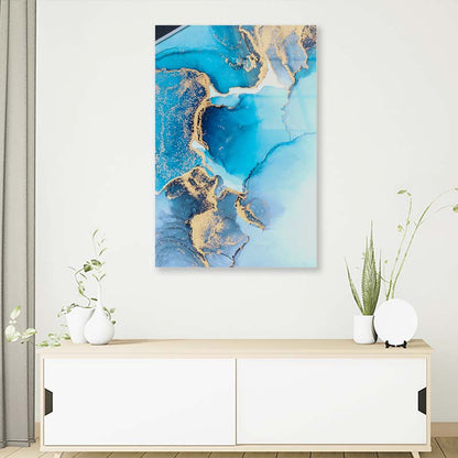 Marble Liquid Blue Ink Acrylic Glass Print Tempered Glass Wall Art 100% Made in Australia Ready to Hang