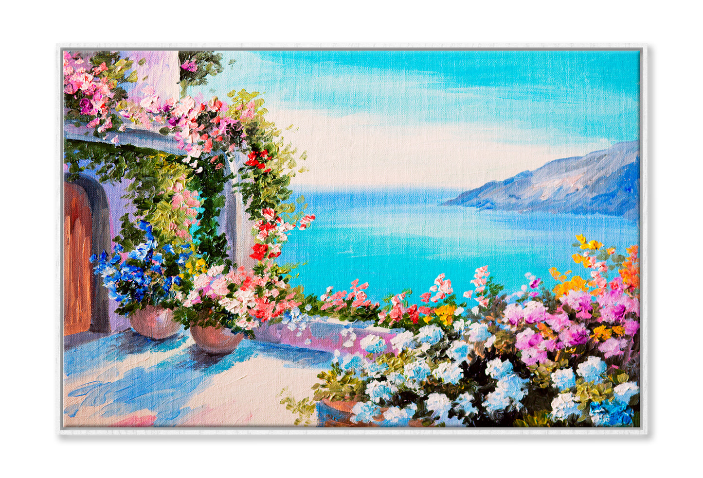 House Near The Sea Oil Painting Wall Art Limited Edition High Quality Print Canvas Box Framed White