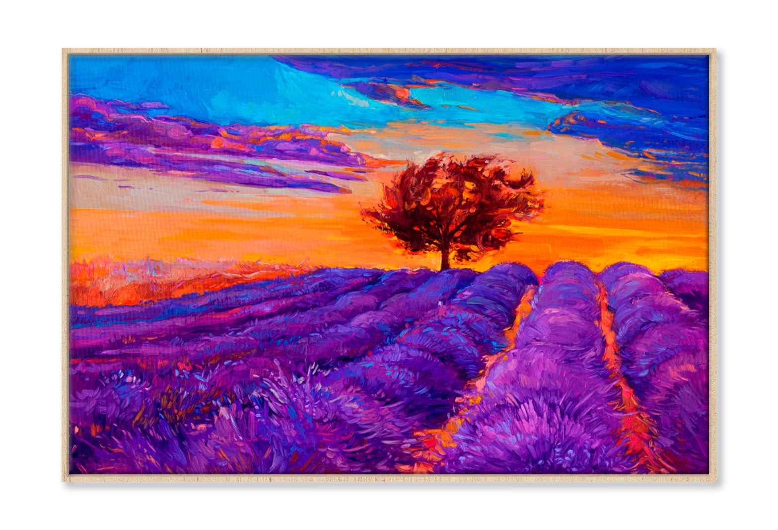 Lavender Fields Oil Painting Wall Art Limited Edition High Quality Print Canvas Box Framed Natural