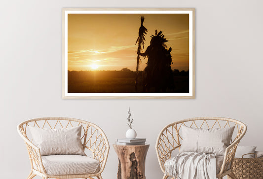 American Indian Tribe with Sunset Home Decor Premium Quality Poster Print Choose Your Sizes