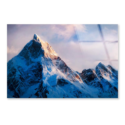 View Of Beautiful Snowy Masherbrum  Acrylic Glass Print Tempered Glass Wall Art 100% Made in Australia Ready to Hang