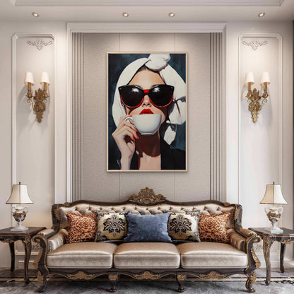 Woman with Towel Coffee Cup Fashion Home Decor Premium Quality Poster Print Choose Your Sizes