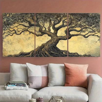 3pcs Tree of Life Earthy Toned Pastel Metal Print Ready to Hang Art