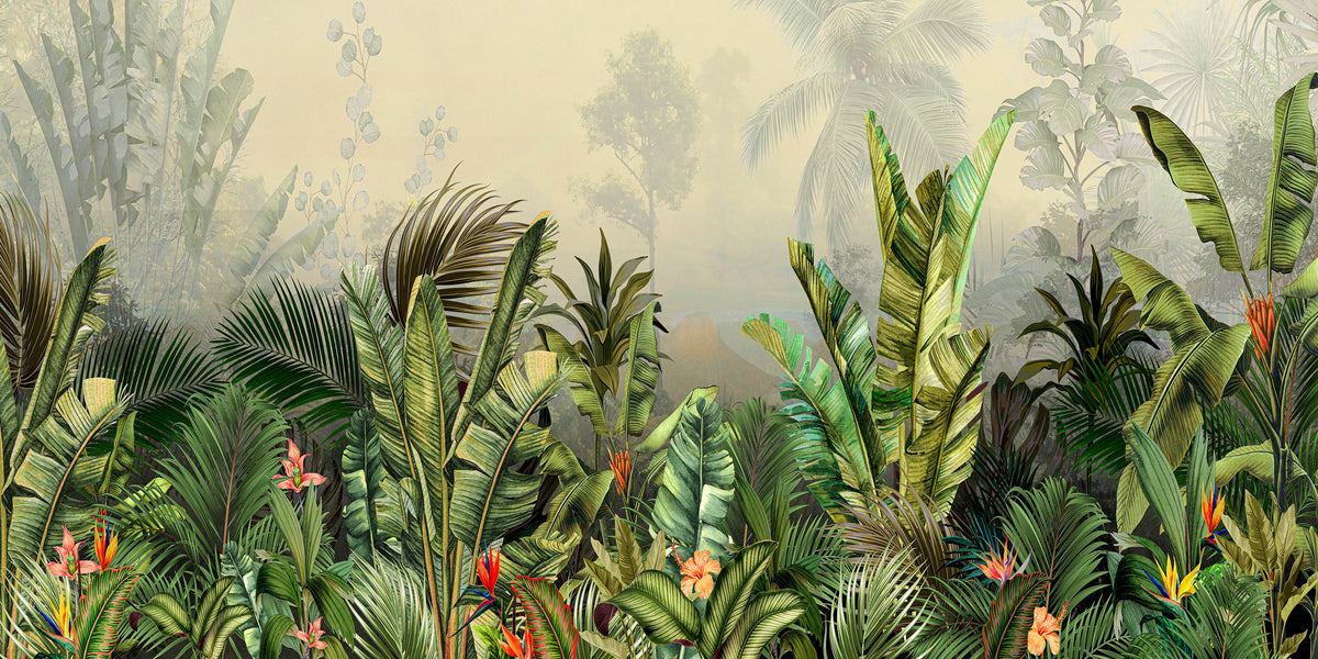 Botanical Tropical Jungle Leaves Wall Art Canvas Office Home Room Framed 120x60cm