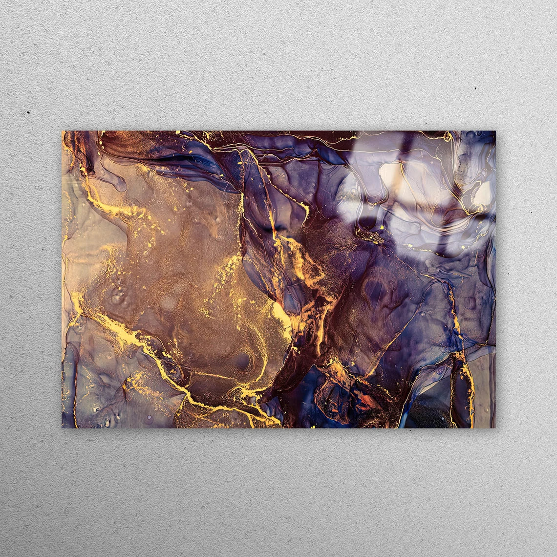 Purple & Gold Marble Acrylic Glass Print Tempered Glass Wall Art 100% Made in Australia Ready to Hang