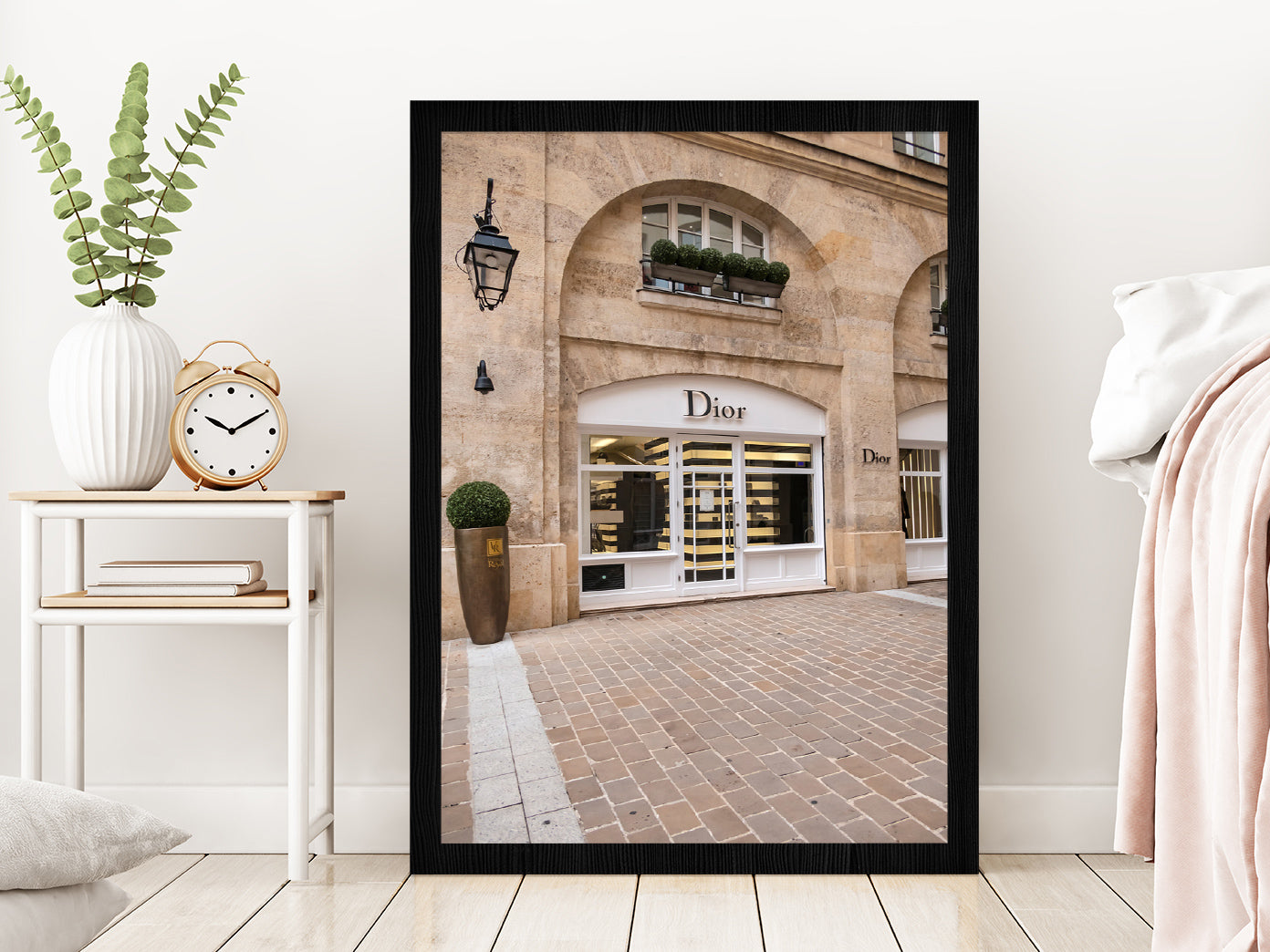 Fashion Store Building View Photograph Glass Framed Wall Art, Ready to Hang Quality Print Without White Border Black