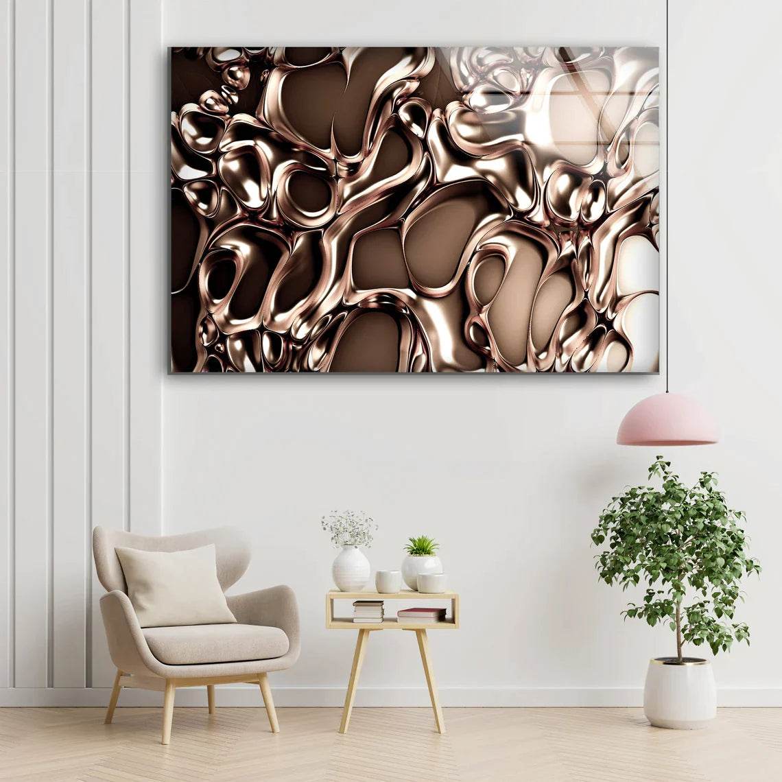 Metallic Gold Abstract UV Direct Aluminum Print Australian Made Quality