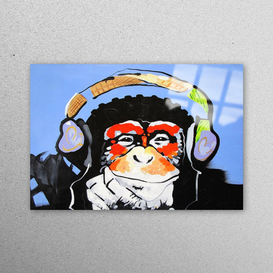 Thinking Monkey Painting Acrylic Glass Print Tempered Glass Wall Art 100% Made in Australia Ready to Hang