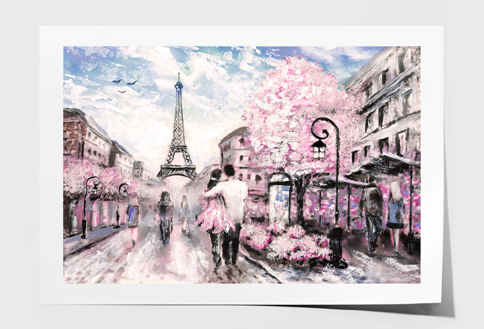 Street View Of Paris With Eiffel Tower Oil Painting Wall Art Limited Edition High Quality Print Unframed Roll Canvas None