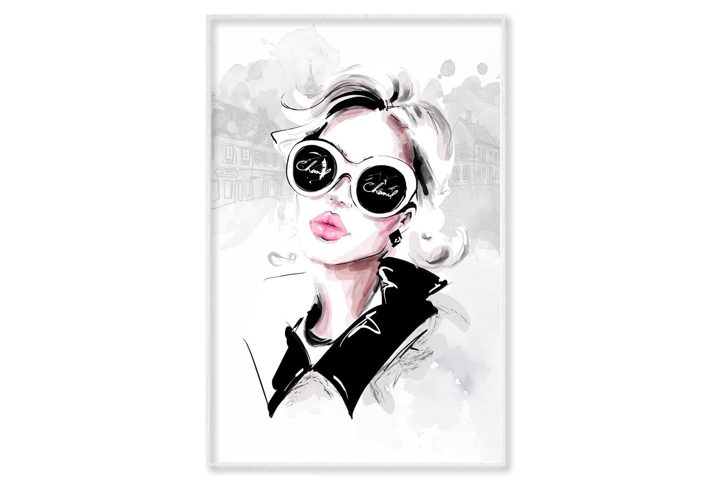 Black White Lady Fashion Art Wall Art Limited Edition High Quality Print Canvas Box Framed White