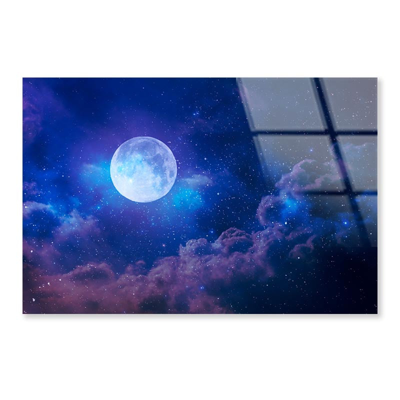 Full Moon in The Night Sky Acrylic Glass Print Tempered Glass Wall Art 100% Made in Australia Ready to Hang