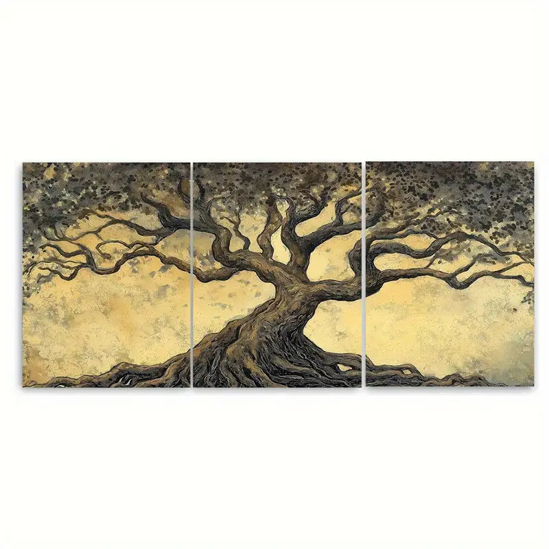 3pcs Tree of Life Earthy Toned Pastel Metal Print Ready to Hang Art