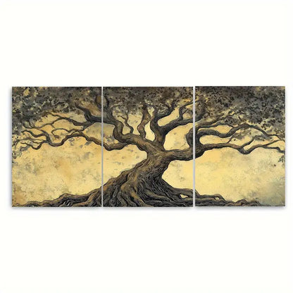 3pcs Tree of Life Earthy Toned Pastel Metal Print Ready to Hang Art