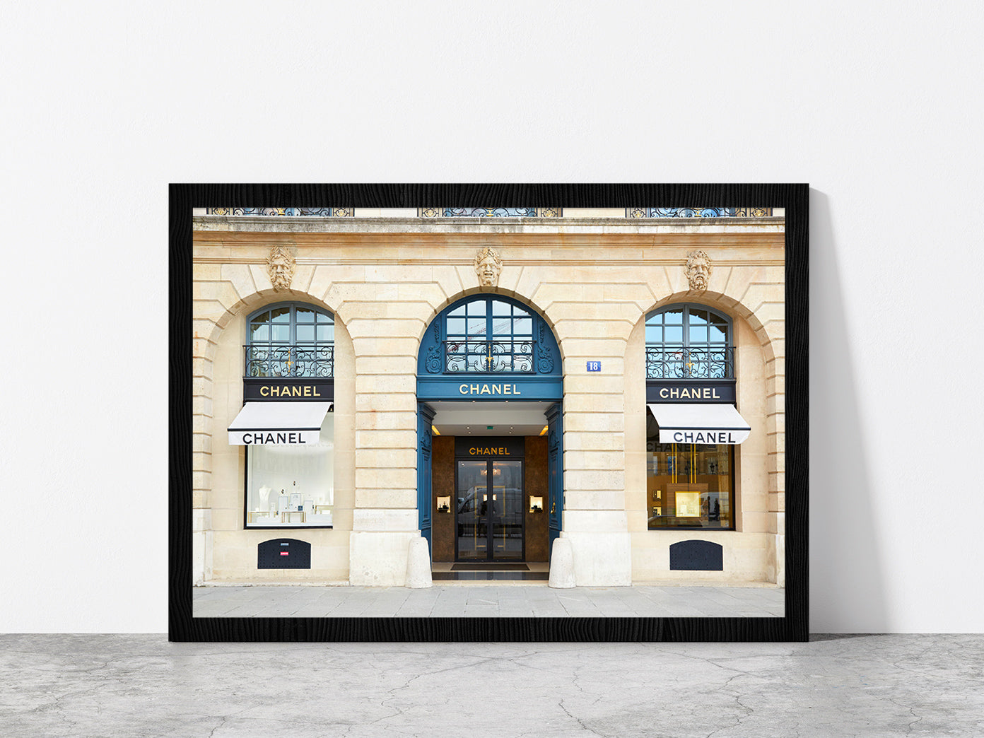 Fashion Stire in Vendome in Paris Photograph Glass Framed Wall Art, Ready to Hang Quality Print Without White Border Black