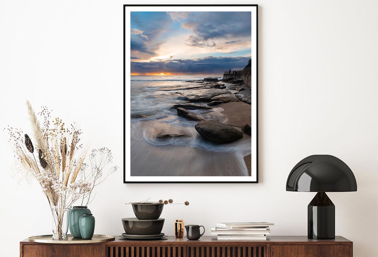 Sunrise View Of Rocky Coastline Home Decor Premium Quality Poster Print Choose Your Sizes