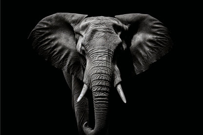 Elephant Isolated on Black Portrait Wildlife Animal Acrylic Glass Print Tempered Glass Wall Art 100% Made in Australia Ready to Hang