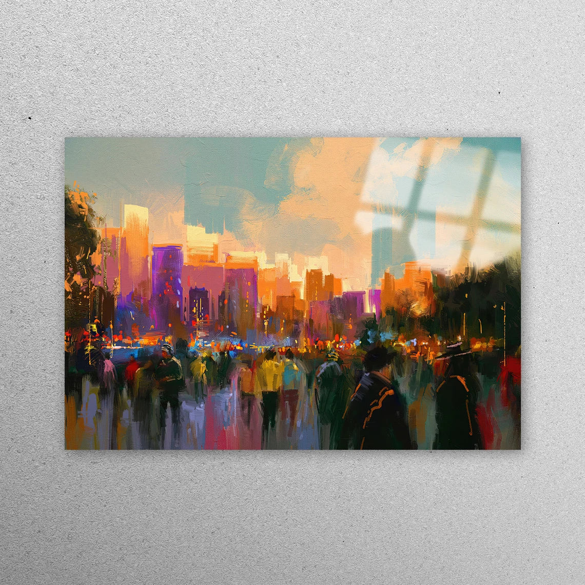 People In A City Park Acrylic Glass Print Tempered Glass Wall Art 100% Made in Australia Ready to Hang