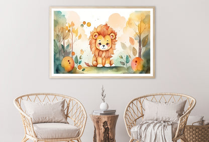 Happy Lion Cub in Flower Blossom Garden Home Decor Premium Quality Poster Print Choose Your Sizes