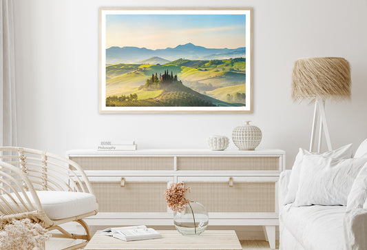 Hills, Trees, Mountains in Tuscany, Italy Home Decor Premium Quality Poster Print Choose Your Sizes