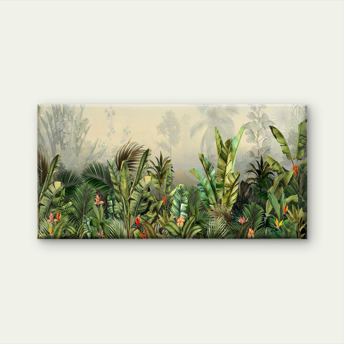 Botanical Tropical Jungle Leaves Wall Art Canvas Office Home Room Framed 120x60cm