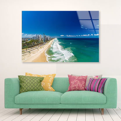 Surfers Paradise Beach Seashore Acrylic Glass Print Tempered Glass Wall Art 100% Made in Australia Ready to Hang