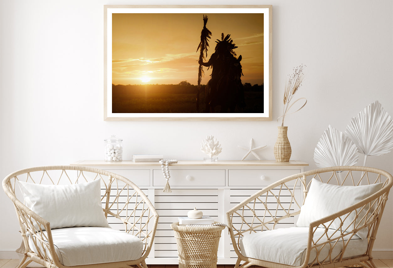 American Indian Tribe with Sunset Home Decor Premium Quality Poster Print Choose Your Sizes