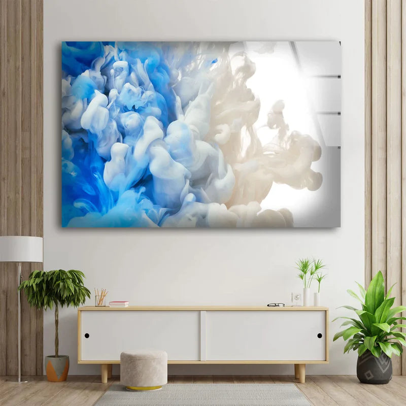 Blue White Abstract UV Direct Aluminum Print Australian Made Quality