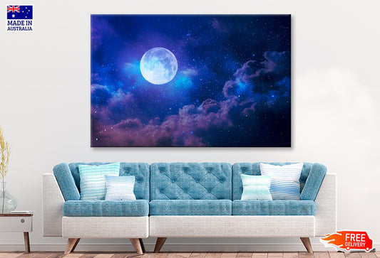 Full Moon in The Night Sky Wall Art Decor 100% Australian Made