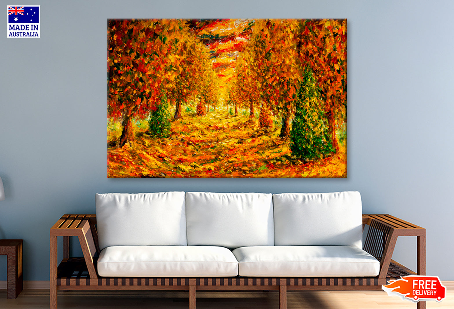 Colorful Yellow Orange Red Autumn Oil Painting Wall Art Limited Edition High Quality Print