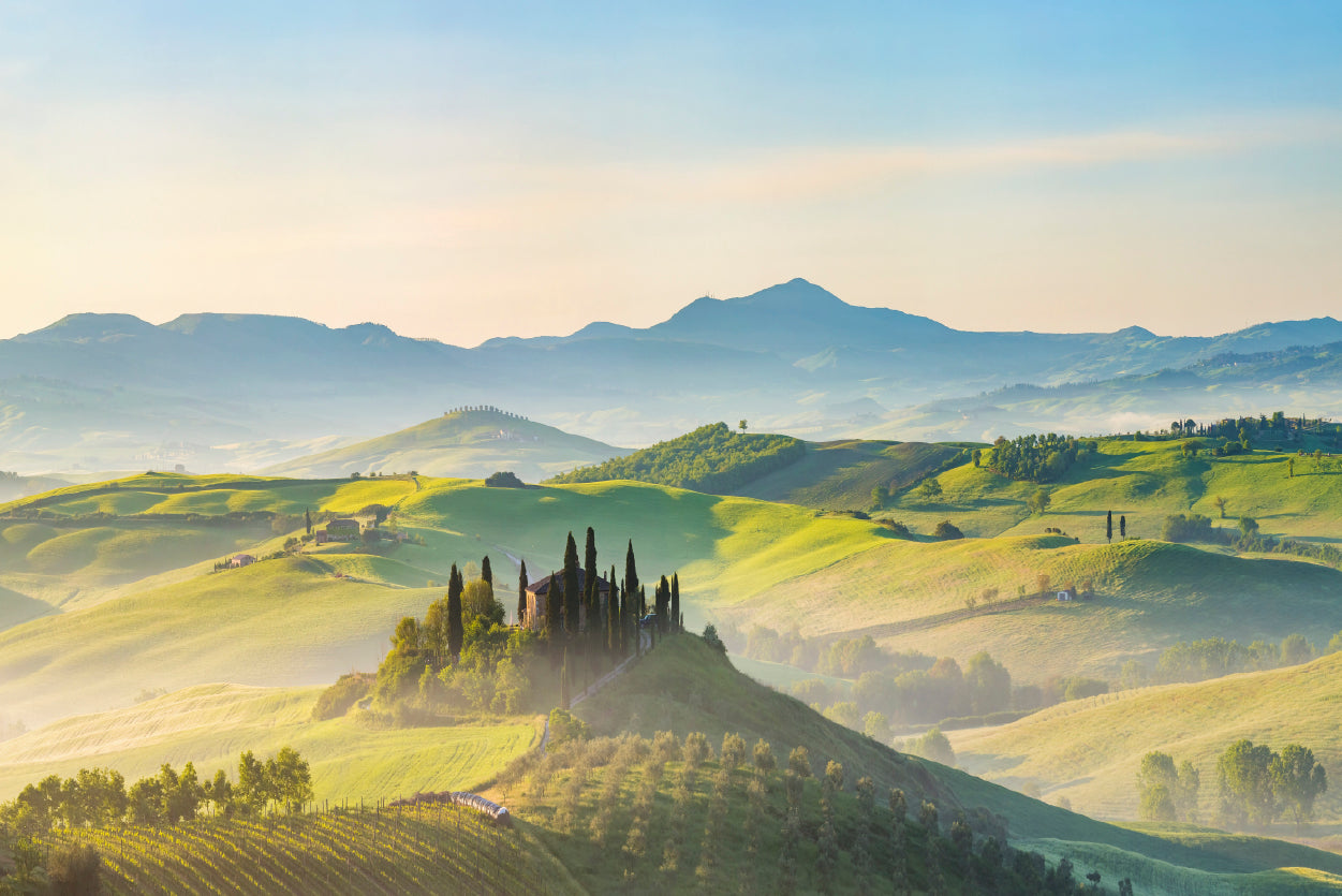 Hills, Trees, Mountains in Tuscany, Italy Home Decor Premium Quality Poster Print Choose Your Sizes