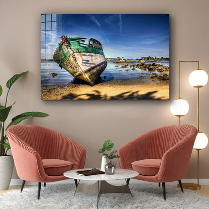 Boat Wreck & Blue Sky UV Direct Aluminum Print Australian Made Quality